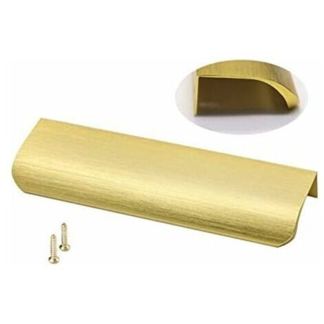 Set di 10 maniglie per profili da cucina, maniglie per mobili da cucina, maniglie placcate in oro, maniglie invisibili - LS7027GD128, maniglia con profilo in alluminio, maniglia in ottone, 128 mm