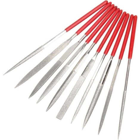 Set di 10 mini lime ad ago diamantate con gambo da 2 mm, set di lime diamantate in metallo multiuso da 100 mm per lavori artigianali