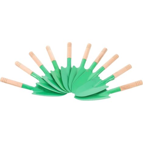 Set di 10 mini pale da giardinaggio, di piccole dimensioni, pale da scavo con manico in legno, strumento per il trapianto di piante grasse, adatto per uso domestico (negozio)