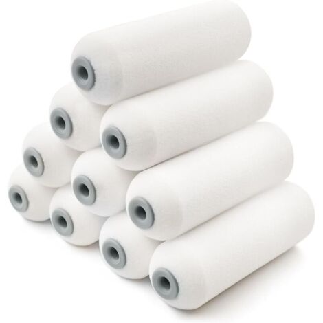Set di 10 mini rulli in schiuma ad alta densità, rulli per pittura lisci, ideali per superfici lucide e lisce.