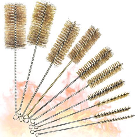 Set di 10 mini spazzole per la pulizia in ottone, 10 spazzole di diverse dimensioni per la pulizia di tubi flessibili, spazzola per la pulizia di fori e tubi.