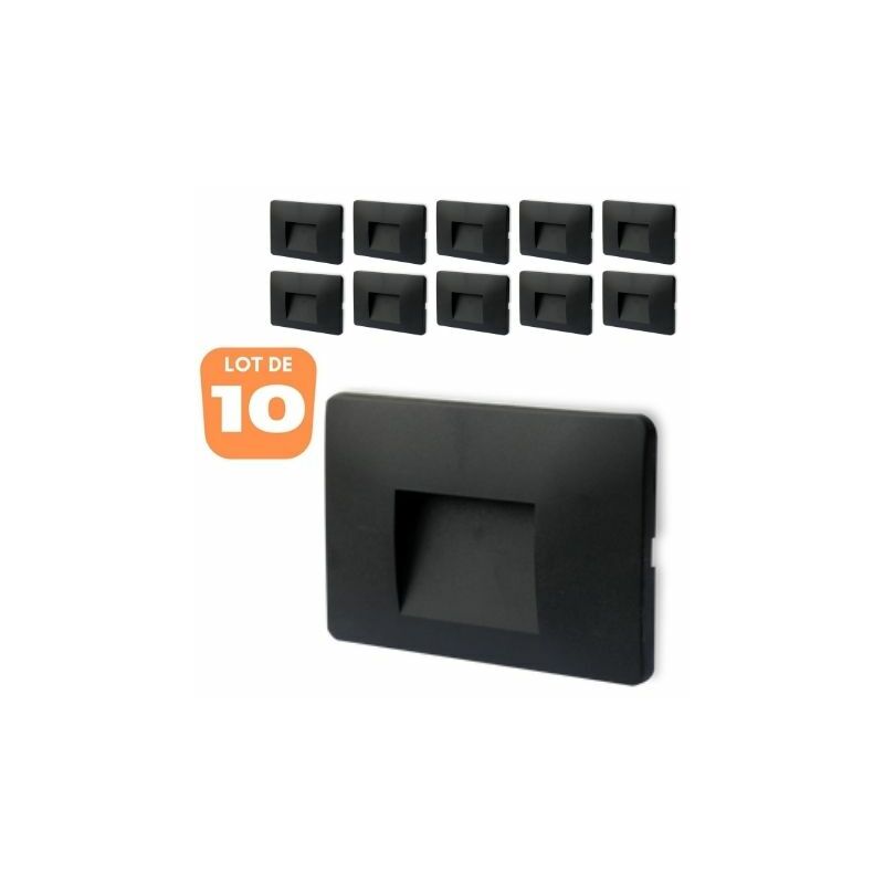 Set di 10 punti LED VEKTAB4 Black Square Wall 3W
