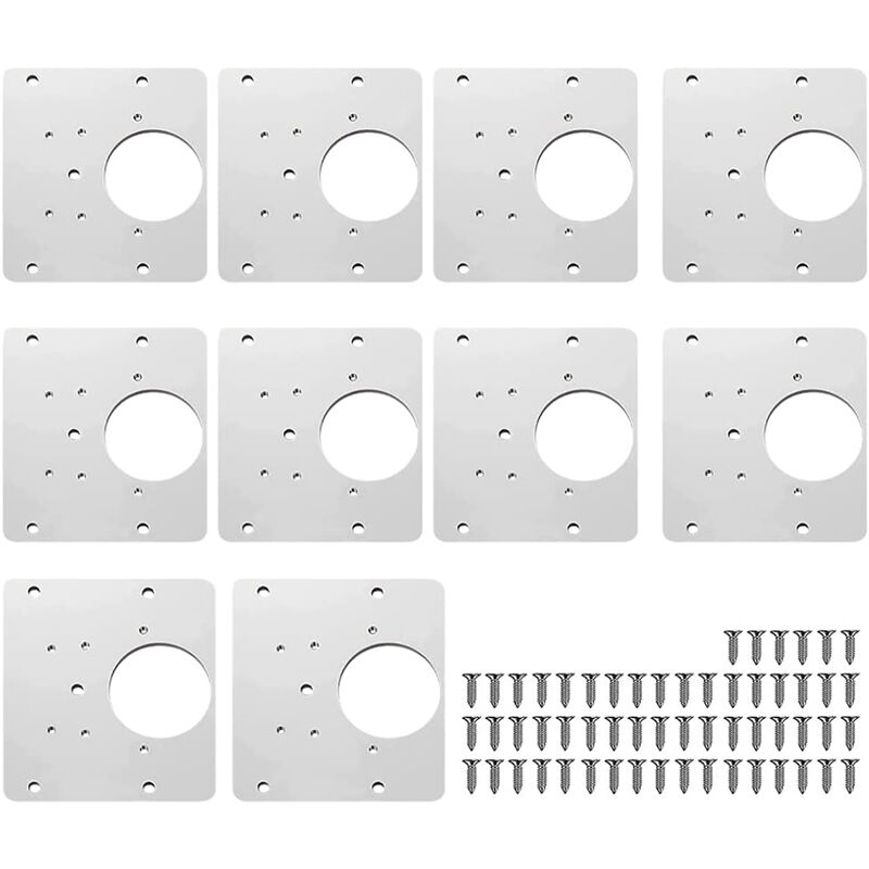 Image of Set di 10 Piastra di Riparazione per Cerniere in Acciaio Inossidabile Piastre per Montaggio con Viti per Armadio Mensole