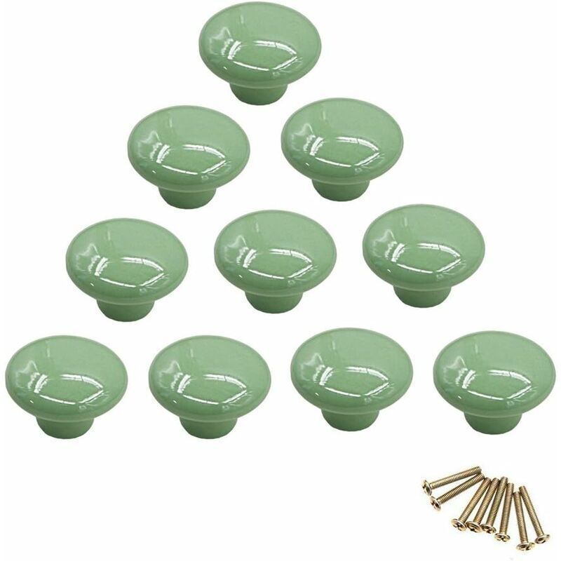 Juego de 10 pomos para muebles de porcelana/cerámica verde - tiradores para muebles, tiradores para puertas, tiradores para armarios, tiradores para