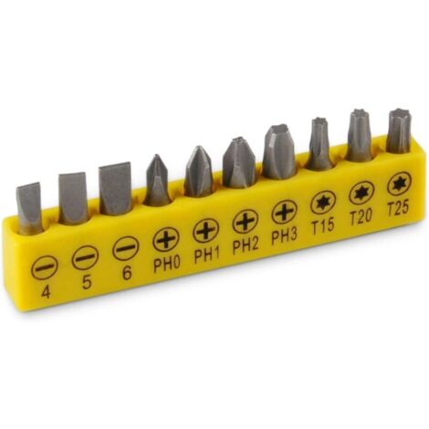 Set di 10 punte corte per cacciavite PH4 con portapunte, 8 x 2,5 x 1, adatte per trapani e prolunghe.