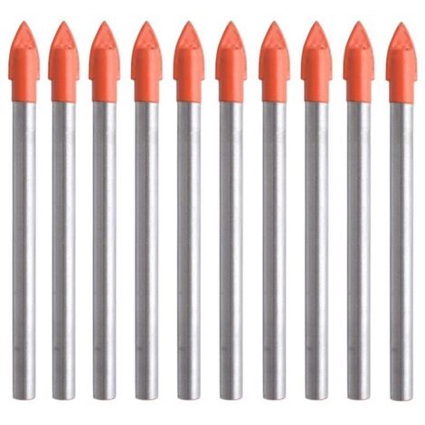Set di 10 punte da trapano in metallo duro multimateriale per vetro, plastica, piastrelle, cemento, mattoni, pareti, legno e mattoni da 6 mm