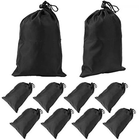 Set di 10 sacchetti neri con coulisse, sacchetti portatili impermeabili in poliestere con coulisse, sacchetti antipolvere con coulisse per la conservazione.
