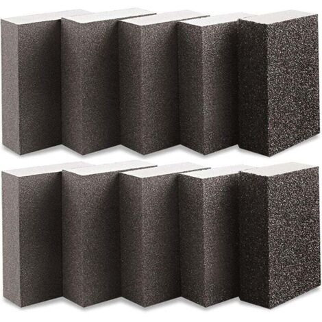 Set di 10 spugne abrasive, blocchi abrasivi grana 1000-1200, 70 x 100 x 25 mm, uso a umido e a secco per legno, metallo e vernice, lavabili e riutilizzabili