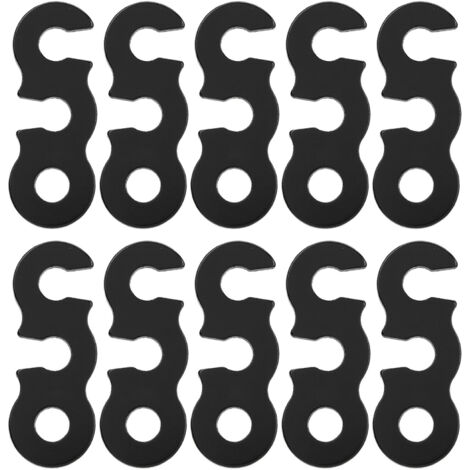 Set di 10 tenditori per funi in lega di alluminio, facili da usare e con fissaggio sicuro. Accessorio ideale per campeggio, escursionismo e tende (nero).