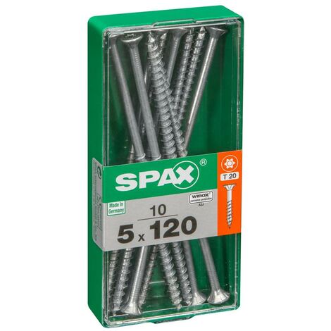 Set di 10 viti SPAX a testa svasata piana in acciaio, Diam.5 mm x L.120 mm SPAX