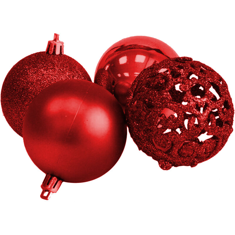 Arreditaly - Confezione 100 Palline Di Natale Colore Red, Palle Di Natale Diametro 3/4/6 Cm, Addobbi E Decorazioni Per Albero Di Natale, Colore Rosso 
