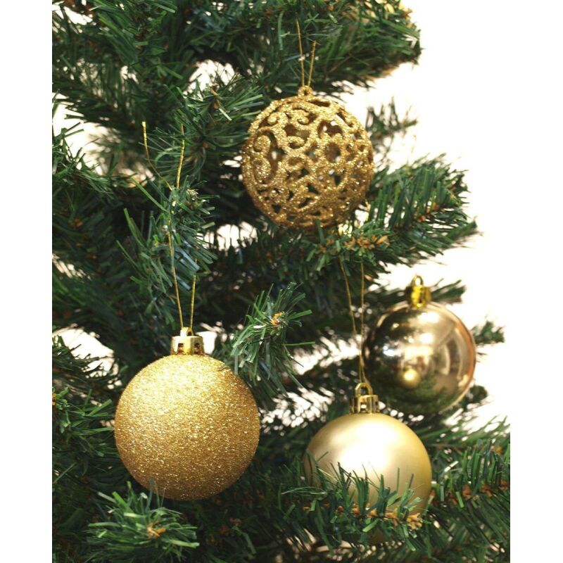 Arreditaly - Confezione 100 Palline Di Natale Colore Gold, Palle Di Natale Diametro 3/4/6 Cm, Addobbi E Decorazioni Per Albero Di Natale, Colore Oro 
