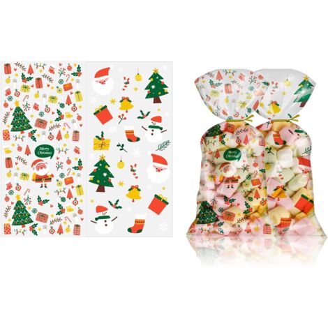 Set di 100 sacchetti di plastica natalizi Diko per dolci e biscotti