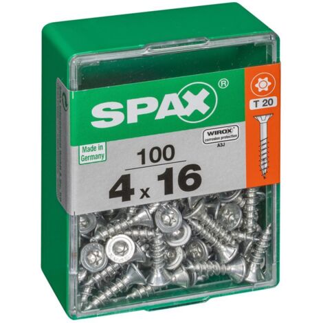 Set di 100 viti SPAX a testa svasata piana in acciaio, Diam.4 mm x L.16 mm SPAX