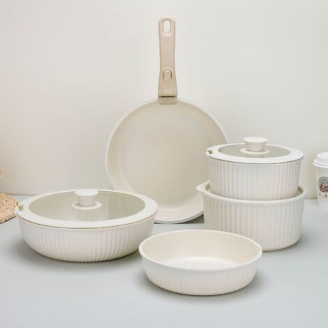 Set di 11 cucine con manici rimovibili, padella antiaderente in granito impilabile e set di pentole con coperchi, padella salvaspazio