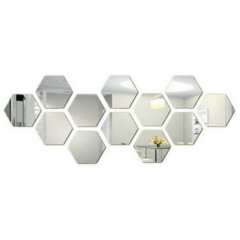 Set di 12 adesivi esagonali 3D in acrilico a specchio per la decorazione di interni, decorazioni murali fai da te, decorazioni artistiche per la casa