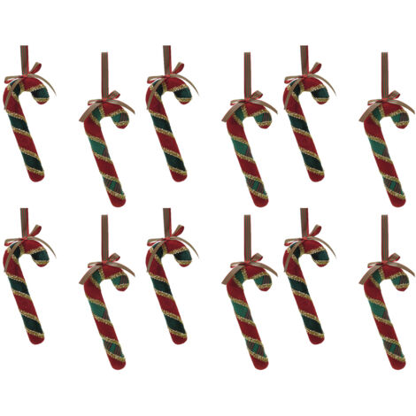 Set di 12 Bastoncini Candy H17 Decorazioni Natalizie Scozzesi albero di natale Rosse addobbi moderne
