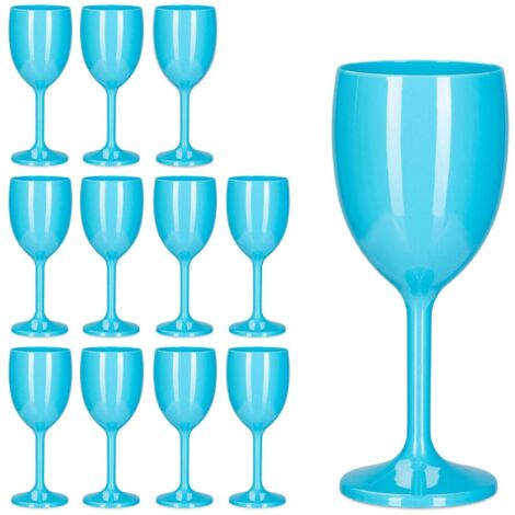 Set di 12 bicchieri da vino in plastica turchese 8841767