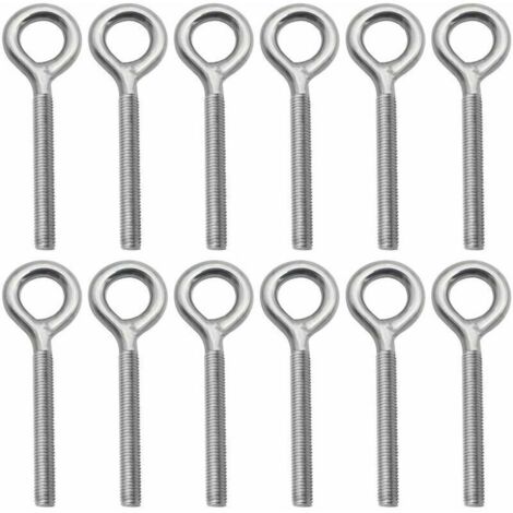 Set di 12 bulloni ad occhiello in acciaio inossidabile 304, viti ad anello avvitabili per altalena da esterno - M4
