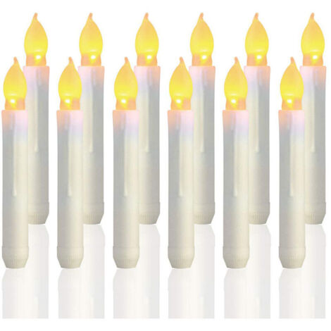 Set di 12 candele a LED bianche con effetto fiamma tremolante, ideali per Natale.