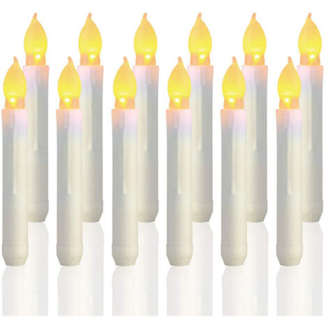 Set di 12 candele a LED bianche con effetto fiamma tremolante, ideali per Natale.