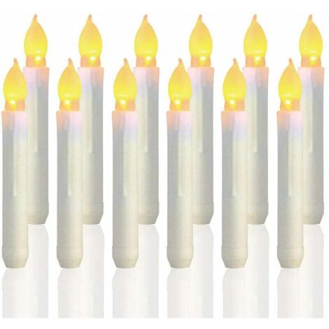 Set di 12 candele LED a fiamma tremolante bianca per Natale