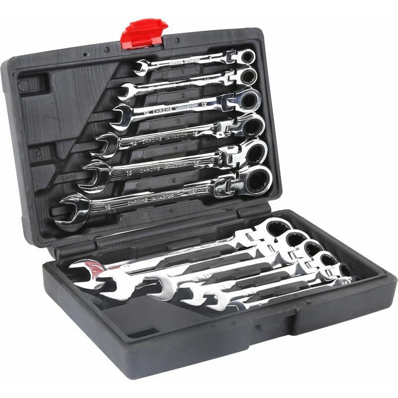 Set di 12 chiavi a cricchetto metriche con denti