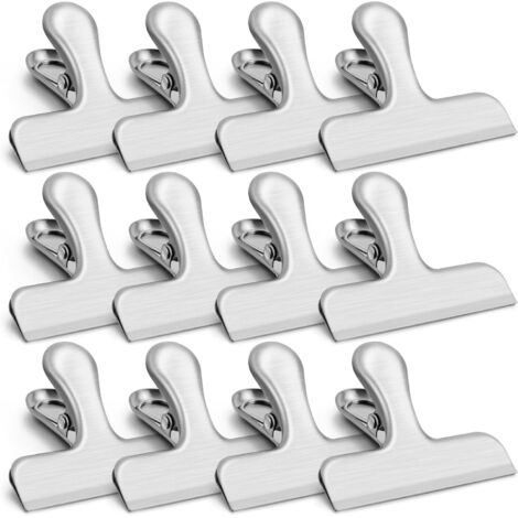 Set di 12 clip magnetiche per sacchetti e set di 12 clip in acciaio inossidabile per sacchetti