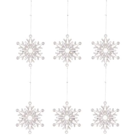Set di 12 decorazioni a forma di fiocco di neve in vetro trasparente - ciondolo a forma di albero di Natale invernale