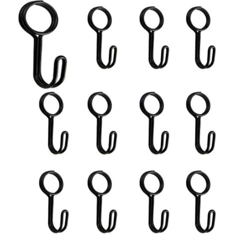 Set di 12 ganci a spirale con occhiello - Ganci universali - Per rimorchio, telone, barca, moto, bicicletta - Nero