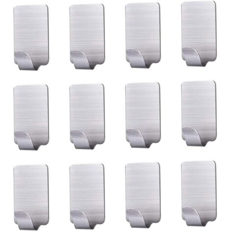 Set di 12 ganci autoadesivi in acciaio inox, non necessitano di foratura, sono impermeabili e adatti per il soffitto di bagni, cucine e docce.