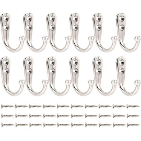 Set di 12 ganci da parete cromati, piccoli ganci antichi per cappotti, giacche, accappatoi, borse, chiavi, tazze, argento