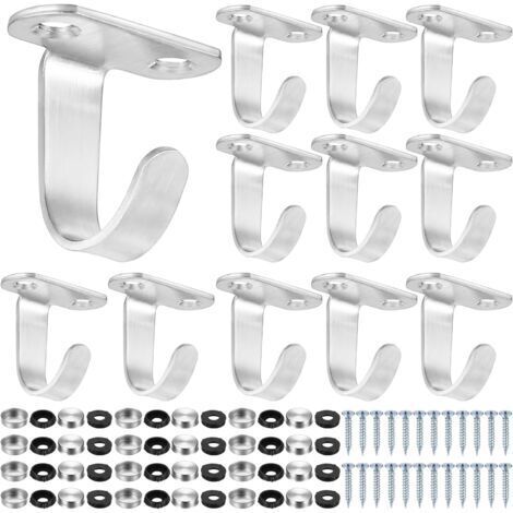 Set di 12 ganci da soffitto, appendiabiti da parete, portasciugamani in acciaio inox, ganci portachiavi, ganci appendiabiti da parete per bagno, cucina, armadio, garage