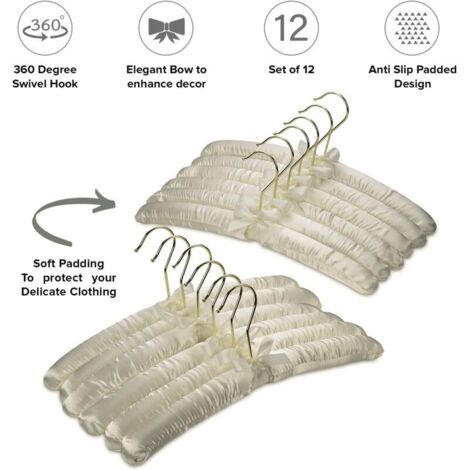 Set di 12 grucce imbottite in tessuto per abiti da donna - Beige