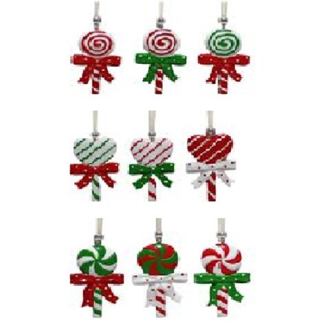 Set di 12 Lecca Lecca Decorazioni per Albero di Natale  caramelle candy Cake Design biscotto