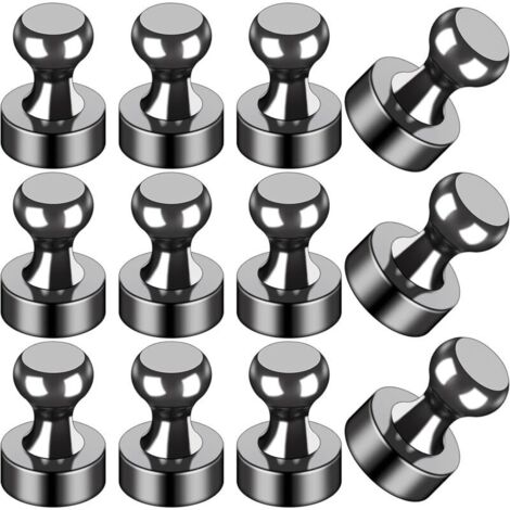 Set di 12 magneti neri per frigorifero, lavagna, ufficio, aula, mappa, cucina