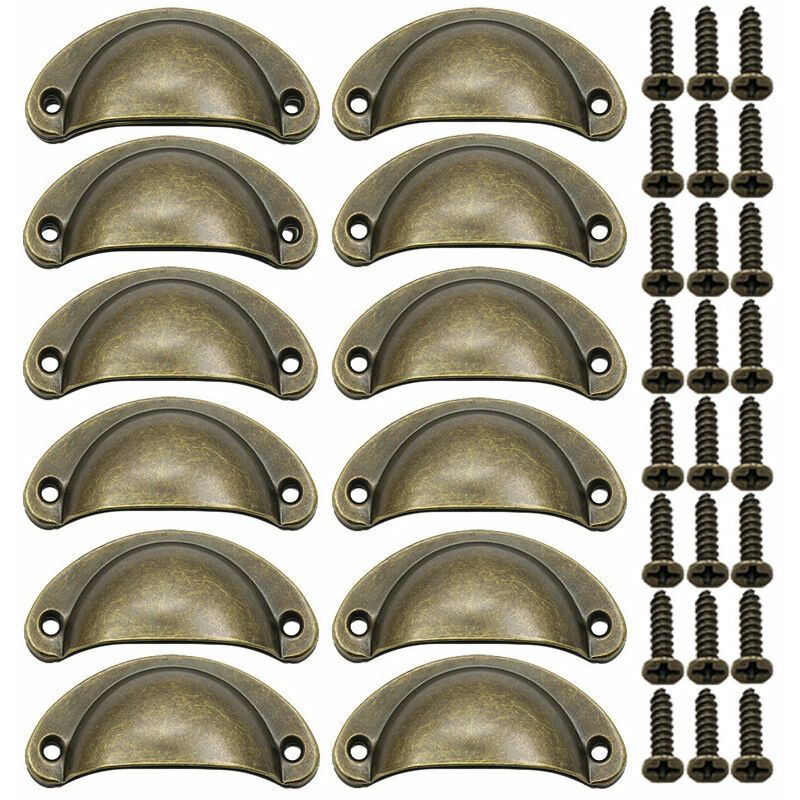 Volavo - Set di 12 maniglie a conchiglia vintage