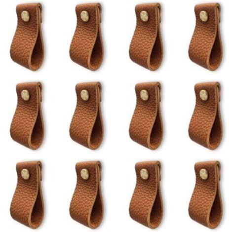 Set di 12 maniglie per mobili da cucina, maniglie in pelle per mobili, maniglie per porte con dadi e viti, pomelli antiurto per armadi e cassetti, un bellissimo regalo, marrone