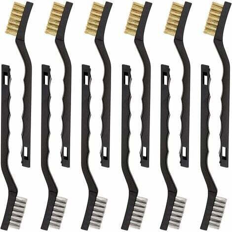 Set di 12 mini spazzole metalliche in acciaio inossidabile e ottone