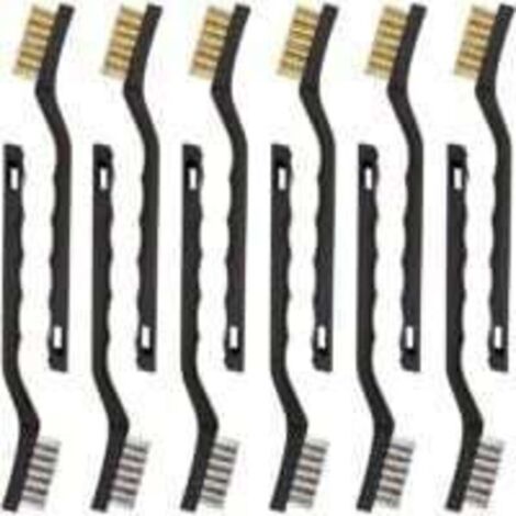 Set di 12 mini spazzole metalliche in acciaio inossidabile, spazzole per la pulizia in ottone per rimuovere scorie di saldatura, attrito e ruggine