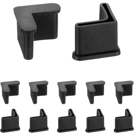 Set di 12 piedini antiscivolo in gomma a forma di L per ripiani - Protezioni per pavimenti antiscivolo per ripiani, neri (2,5 x 2,5 cm)