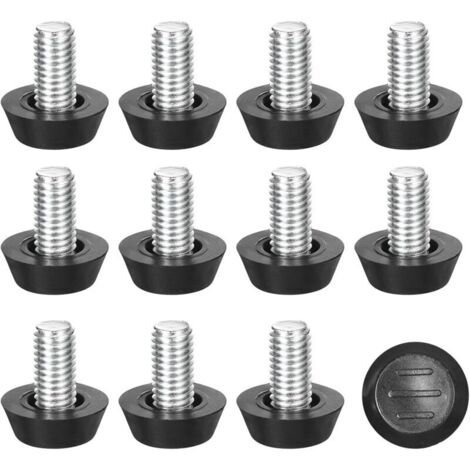Set di 12 piedini regolabili per mobili, viti filettate M8 x 15 mm per tavoli, sedie e gambe di mobili, neri