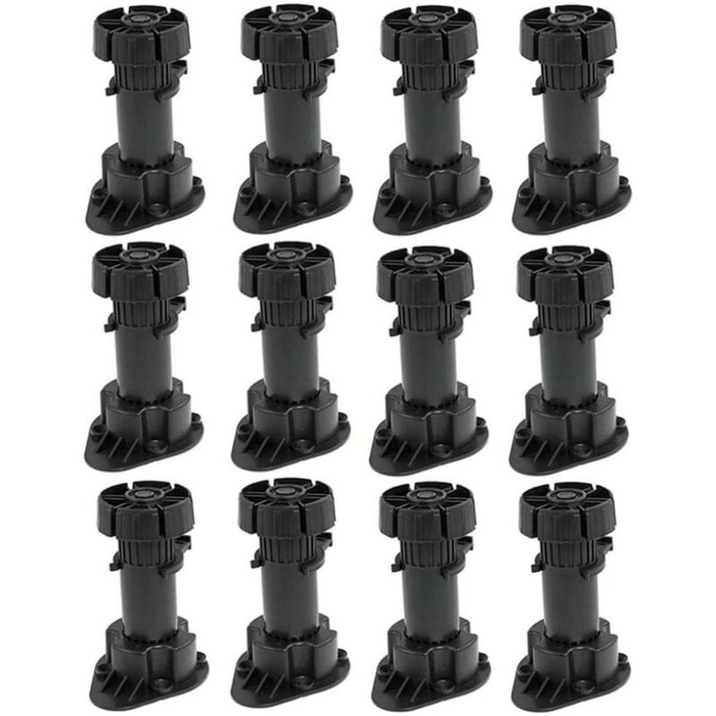 Image of Petites Ecrevisses - Set di 12 Piedi per Mobili Regolabili 100-120mm Piedino per Divano Plastica con Clip Fissaggio Base