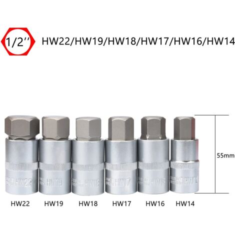 Set di 12 punte esagonali Premium S2 da 1/2", punte per cacciavite a brugola metriche
