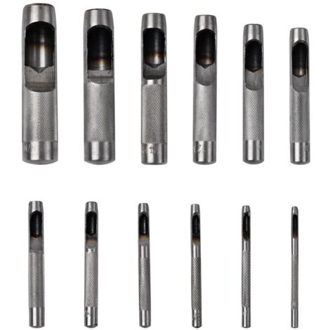 Set di 12 punzoni cavi rotondi in acciaio per cuoio da 3 mm a 19 mm, punzoni per cinturini di orologi, cinture, tela, carta, plastica