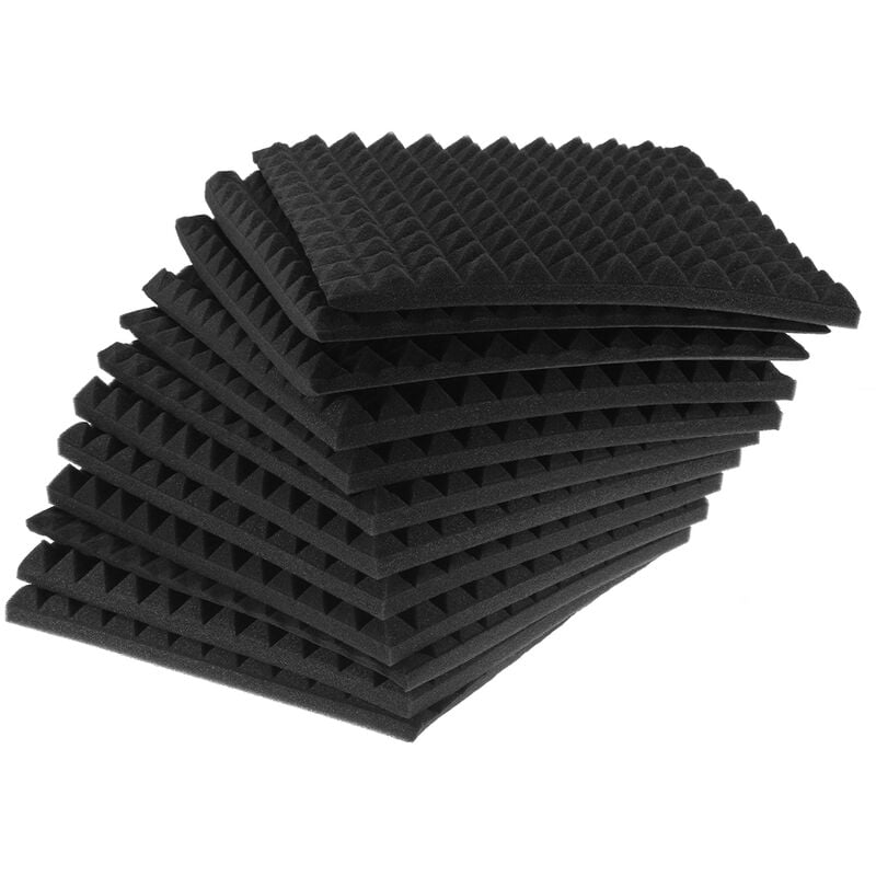 Image of Insma - Set di 12 schiuma acustica per isolamento acustico di pareti e soffitti 30 x 30 cm spessore 30 mm nero
