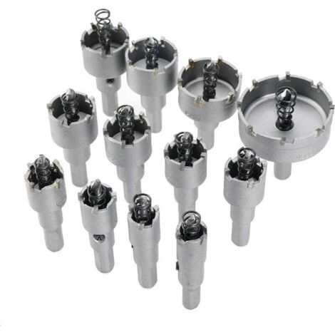 Set di 12 seghe a tazza in metallo duro: 15, 16, 18, 20, 21, 22, 25, 26, 28, 30, 35, 50 ciascuna. Strumento pratico.