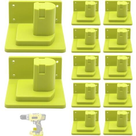 Set di 12 staffe di montaggio in plastica per utensili, stazione di aggancio per batteria compatibile con batteria Ryobi 18V, per uso intensivo in officina/garage.