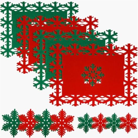Set di 12 tovagliette natalizie, set da tavola in feltro, tovagliette e sottobicchieri natalizi, in feltro, per Natale, inverno, festività, casa, decorazione per la tavola.