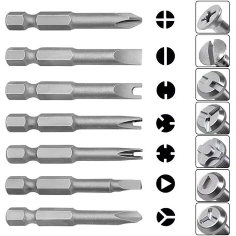 Set di 13 punte per cacciavite in acciaio magnetico speciale: esagonale da 1/4", Phillips, U, Y, a tre punte
